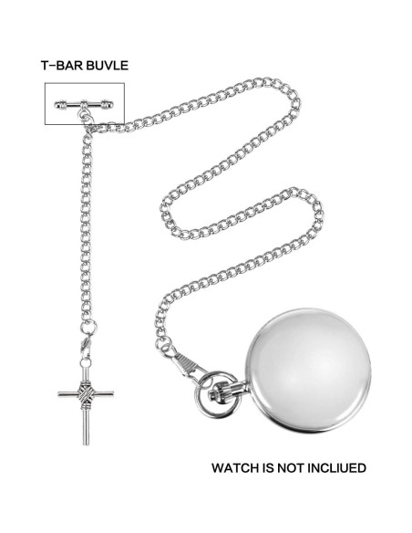 Reloj de bolsillo Albert TREEWETO con cadena y cruz antigua