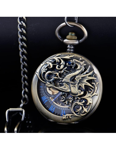 Reloj de bolsillo mecánico Dentily estilo steampunk bronce