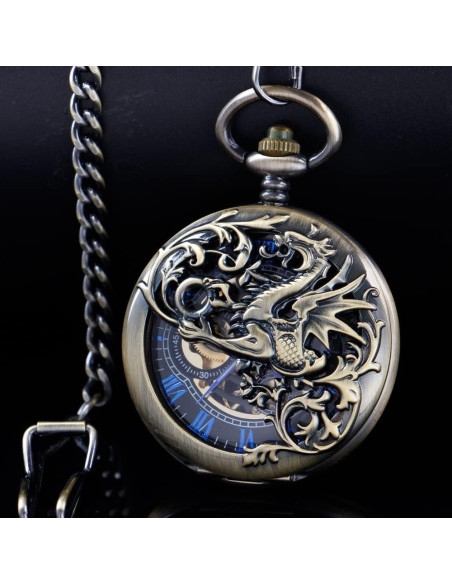 Reloj de bolsillo mecánico Dentily estilo steampunk bronce