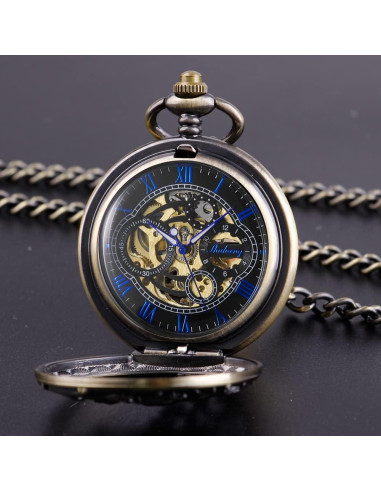 Reloj de bolsillo mecánico Dentily estilo steampunk bronce