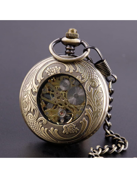 Reloj de bolsillo mecánico Dentily estilo steampunk bronce