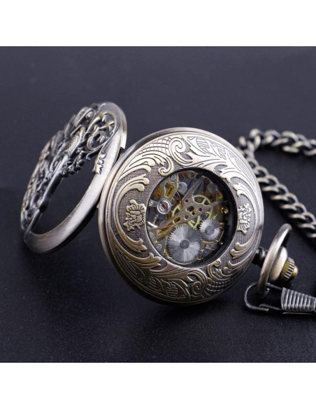 Reloj de bolsillo mecánico Dentily estilo steampunk bronce
