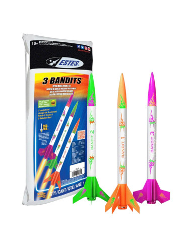Kit de Cohetes Estes 2435 3 Bandits, Multicolor, 3 Cohetes