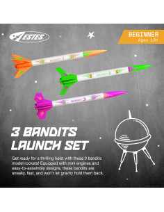 Kit de Cohetes Estes 2435 3 Bandits, Multicolor, 3 Cohetes 2