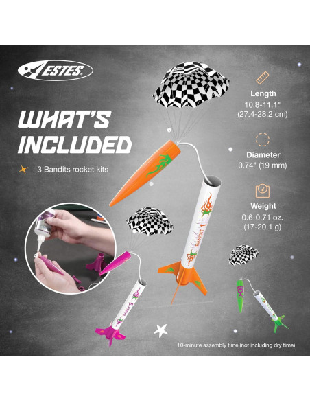 Kit de Cohetes Estes 2435 3 Bandits, Multicolor, 3 Cohetes