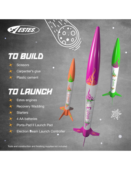 Kit de Cohetes Estes 2435 3 Bandits, Multicolor, 3 Cohetes