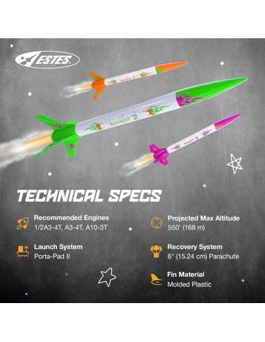 Kit de Cohetes Estes 2435 3 Bandits, Multicolor, 3 Cohetes