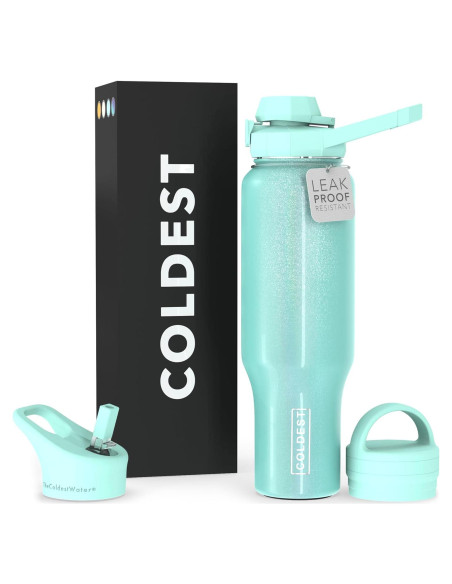 Botella de Agua Aislada The Coldest 1.36L 3 Tapas Verde