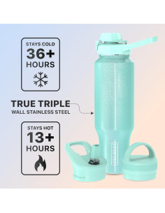 Botella de Agua Aislada The Coldest 1.36L 3 Tapas Verde 2