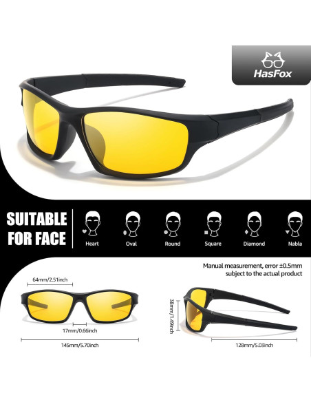 Gafas de Visión Nocturna HASFOX Pro Amarillas Polarizadas Gafas de Visión Nocturna HASFOX Pro Amarillas Polarizadas