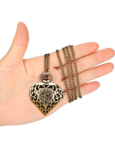 Reloj de bolsillo VIGOROSO corazón plateado unisex