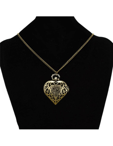 Reloj de bolsillo VIGOROSO corazón plateado unisex