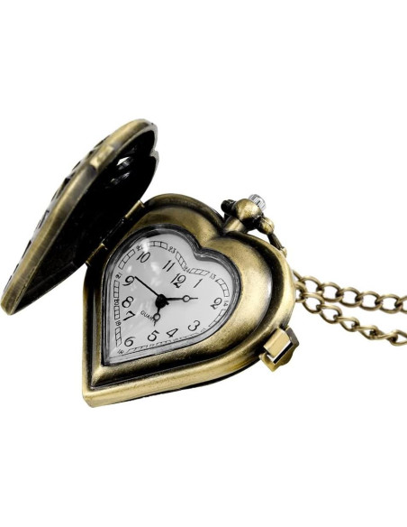 Reloj de bolsillo VIGOROSO corazón plateado unisex
