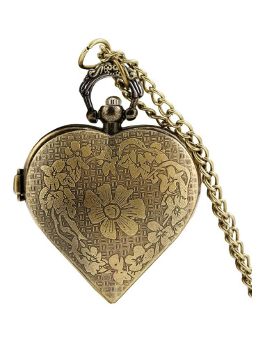 Reloj de bolsillo VIGOROSO corazón plateado unisex