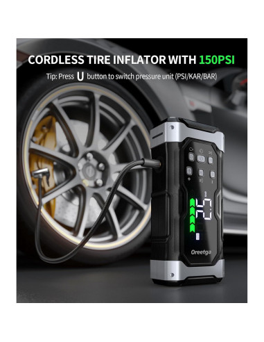 Arrancador de Batería Oreetga U9 8000A con Compresor 9 en 1