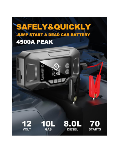 Arrancador de Coche Gillaway Q11 4500A con Compresor 150PSI