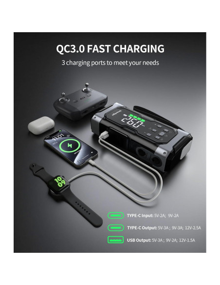 Arrancador de Batería Oreetga U9 8000A con Compresor 9 en 1 Arrancador de Batería Oreetga U9 8000A con Compresor 9 en 1