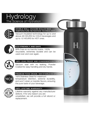 Botella de Agua Growler H2 HYDROLOGY 128 oz Doble Pared