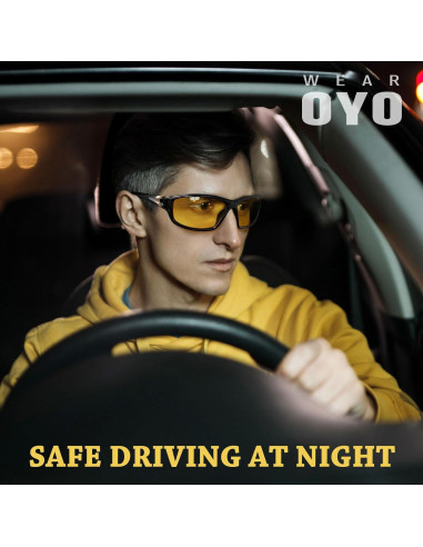 Gafas de sol deportivas polarizadas HD UV400 - Marco negro amarillo