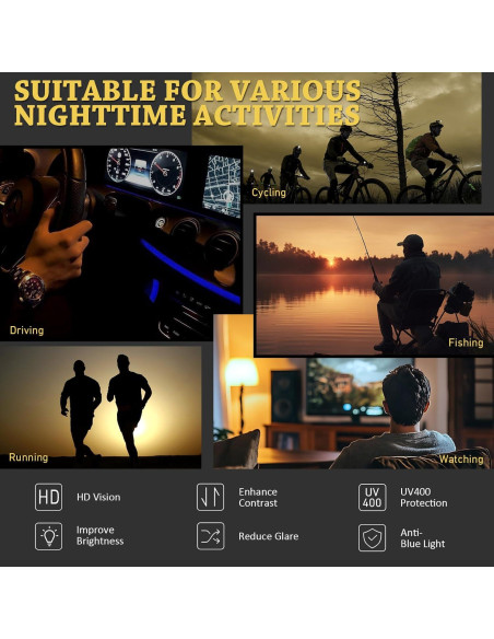 Gafas de sol deportivas polarizadas HD UV400 - Marco negro amarillo