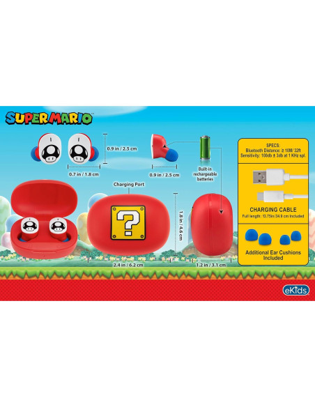 Auriculares Inalámbricos eKids Mario B18 Bluetooth 22h