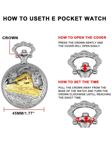 Reloj de bolsillo SwitchMe PK041106 con esfera árabe blanca