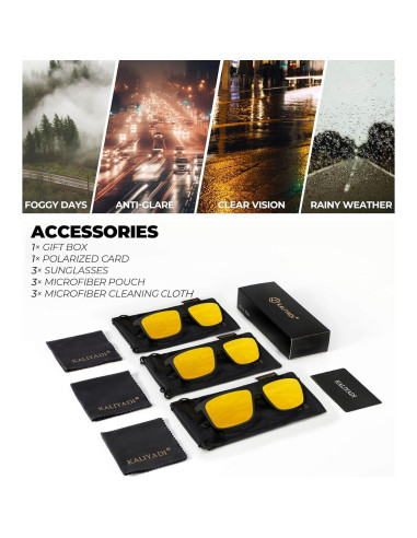 Gafas de Sol KALIYADI Polarizadas UV 3 Paquetes
