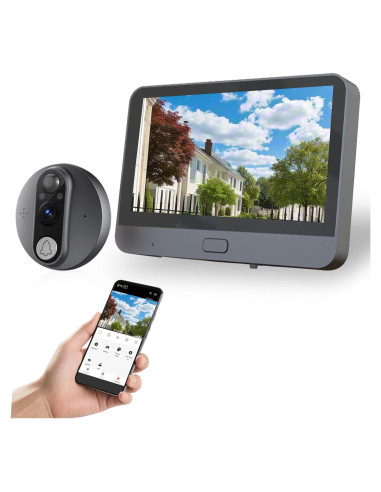Cawhun Visor de Puerta Inteligente WiFi 1080P LCD 4.3"