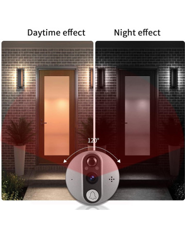Cawhun Visor de Puerta Inteligente WiFi 1080P LCD 4.3"