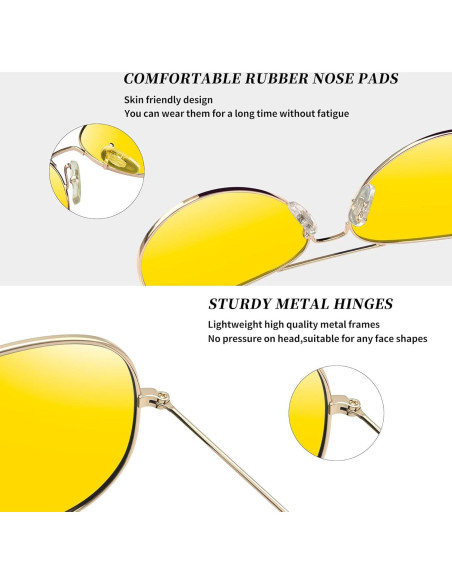 Gafas de sol Joopin aviación UV400 doradas amarillas Gafas de sol Joopin aviación UV400 doradas amarillas