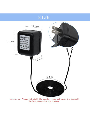 Adaptador de corriente VVHOOY 24V para timbres inteligentes