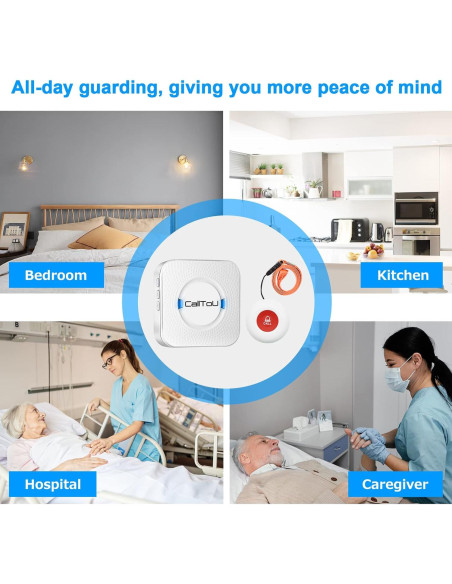 Botón de Llamada Inalámbrico CallToU 2 Botones 3 Receptores