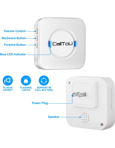 Botón de Llamada Inalámbrico CallToU 2 Botones 3 Receptores