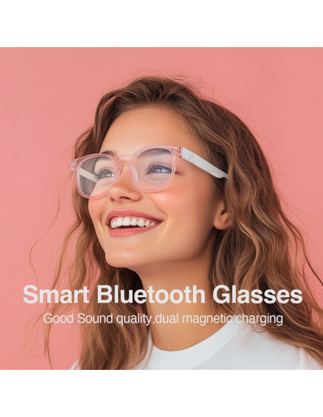 Gafas Bluetooth Enzemit Anti-Luz Azul Lentes Claras Rosa