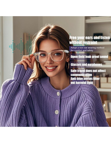 Gafas Bluetooth Enzemit Anti-Luz Azul Lentes Claras Rosa