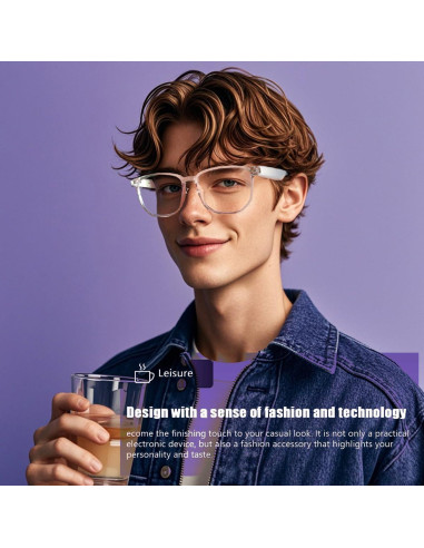 Gafas Bluetooth Enzemit Anti-Luz Azul Lentes Claras Rosa