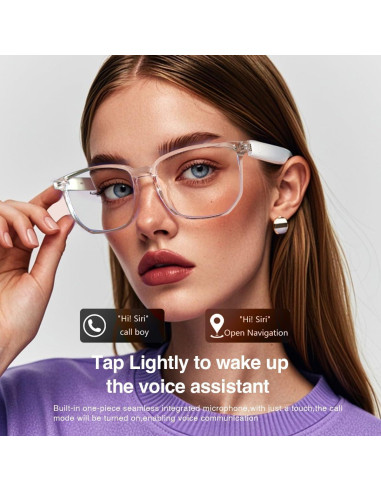 Gafas Bluetooth Enzemit Anti-Luz Azul Lentes Claras Rosa