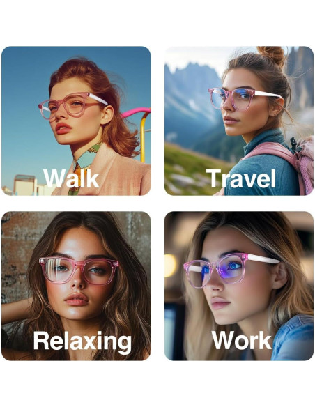 Gafas Bluetooth Enzemit Anti-Luz Azul Lentes Claras Rosa