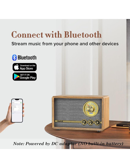 Radio Retro Mufoli RA60S-H Bluetooth y Ruido Blanco