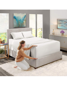 Juego de Sábanas Twin Nestl 4 Piezas Microfibra Blanco 2