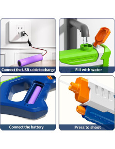 Pistola de Agua Eléctrica TEMI Blanca 500cc 9,75m Alcance 2