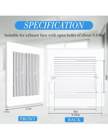 Cubierta de Ventilador de Extractor Baño Baquler 28x28 cm - 2 Pcs