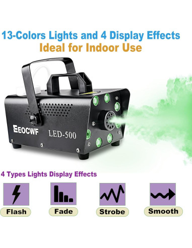 Máquina de Niebla 500W con Control Remoto y Luces LED 13 Colores