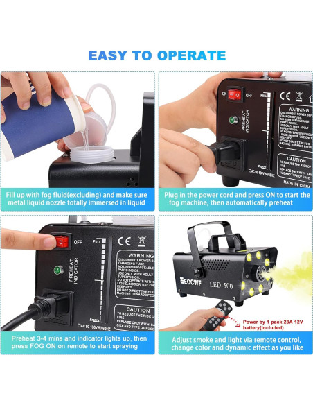 Máquina de Niebla 500W con Control Remoto y Luces LED 13 Colores