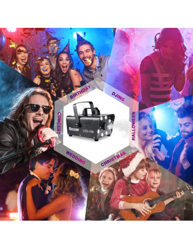 Máquina de Niebla 500W con Control Remoto y Luces LED 13 Colores