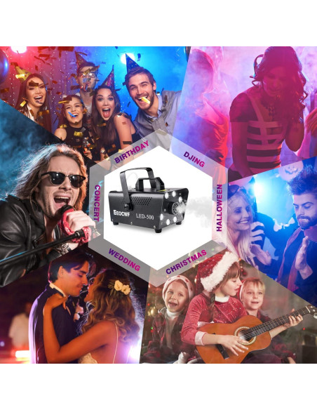 Máquina de Niebla 500W con Control Remoto y Luces LED 13 Colores