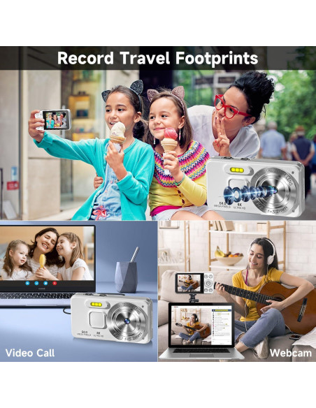 Cámara Digital MINIBEAR 4K 64MP Compacta con 64GB