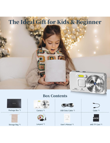 Cámara Digital MINIBEAR 4K 64MP Compacta con 64GB