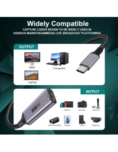 Tarjeta de Captura HDMI a USB-C Fulfalic 1080P 60fps Plata 2