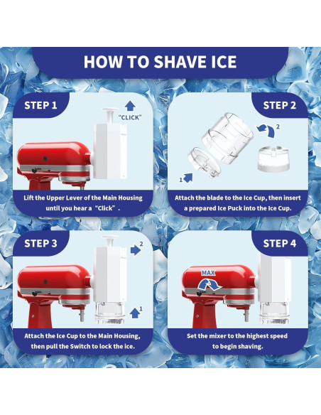 Accesorio de Hielo Raspado Kitchenaid con 8 Moldes y Cuchillas